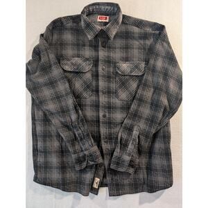 Wrangler men's long-sleeve flannel button-up shirt green & black size medium